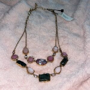 White House Black Market labradorite pink crystal beaded necklace NWT